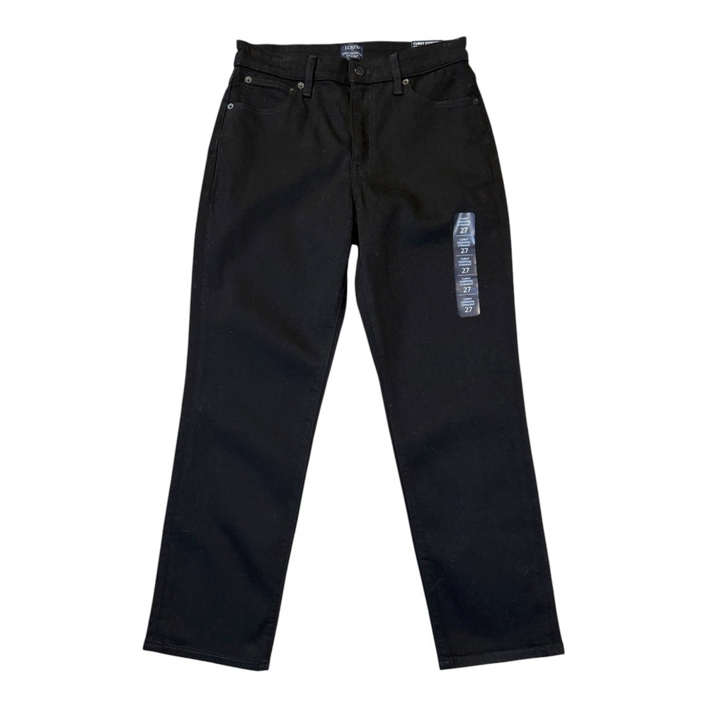 J.‎ Crew Curvy Essential Straight Black Denim Jeans All Day Stretch Size 4 (27)